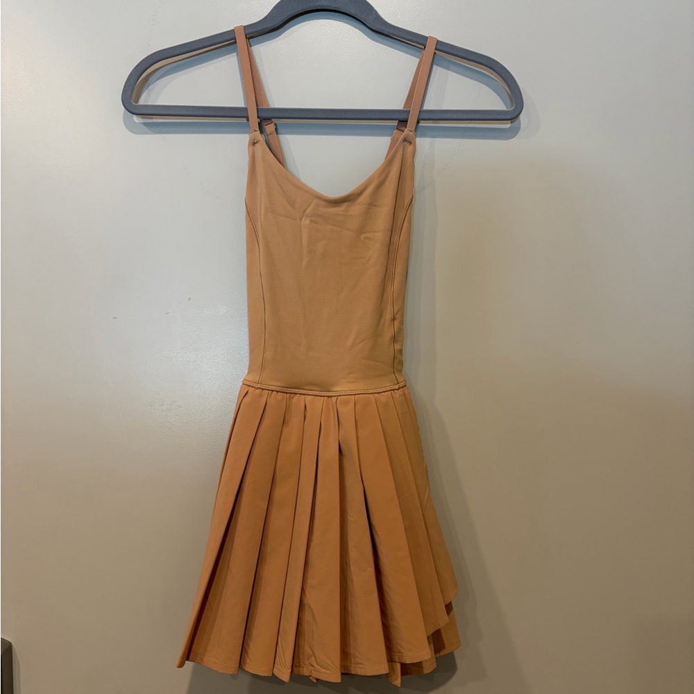 Aerie Pleated Tennis Dress in Camel